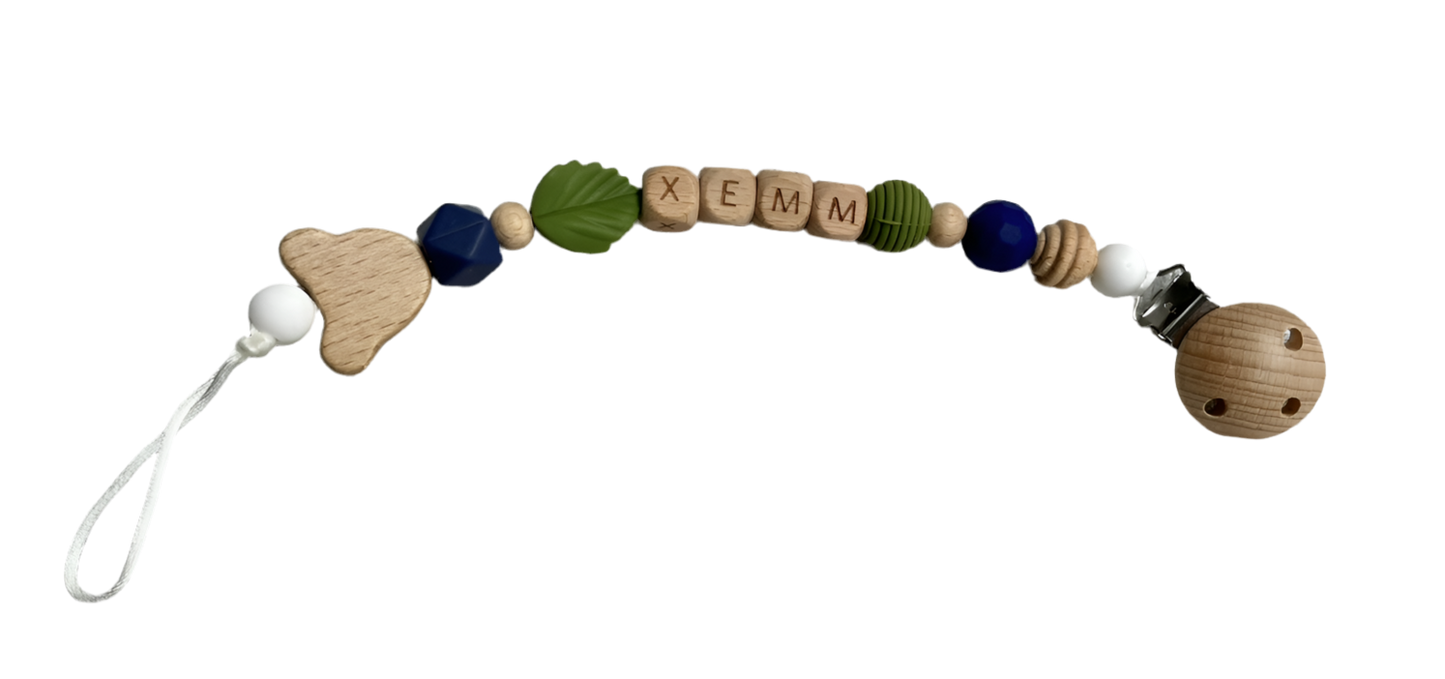 Speenkoord met naam - blauw/groen