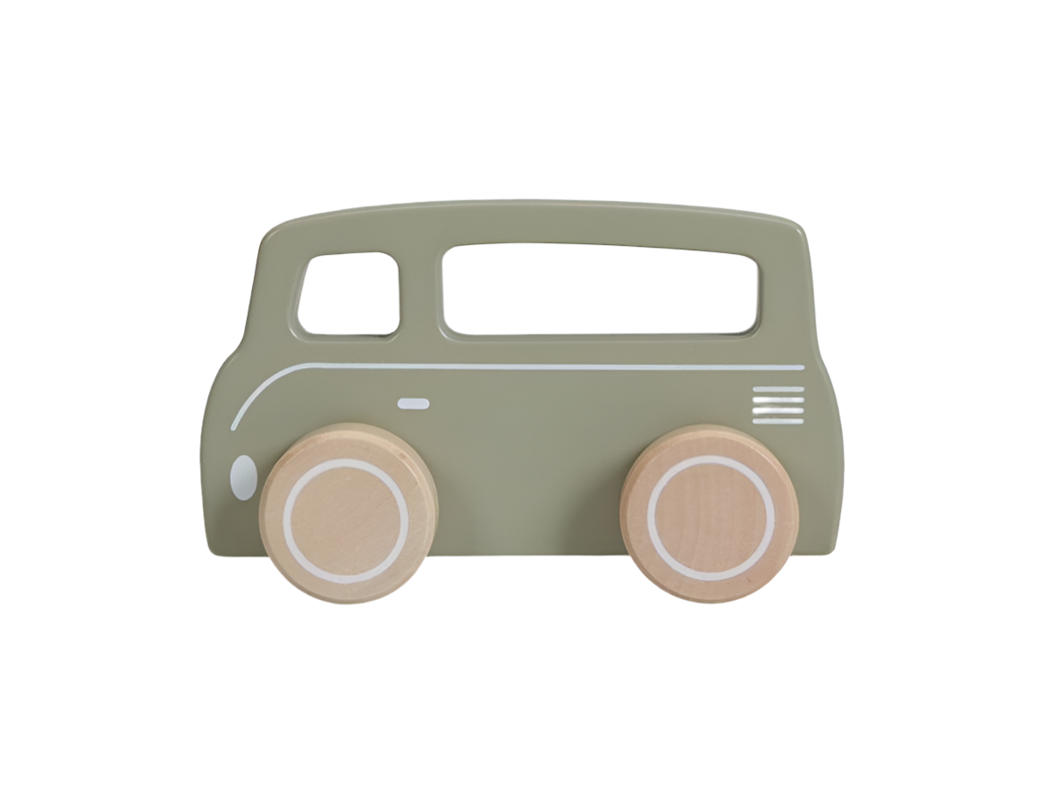Little Dutch - Houten speelgoedbusje olive - Gepersonaliseerd