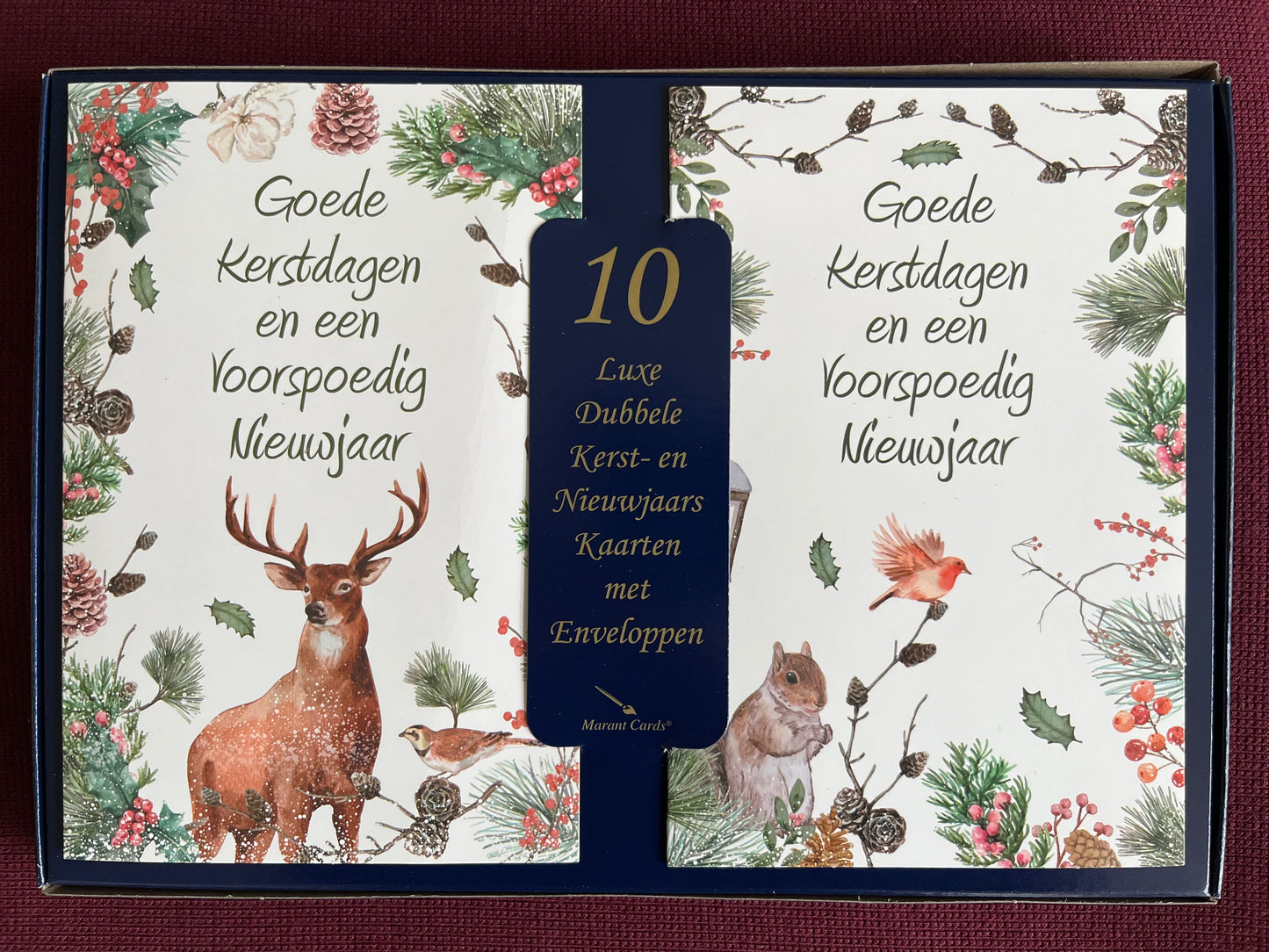 Kerstkaarten met hert en eekhoorn (10 stuks)