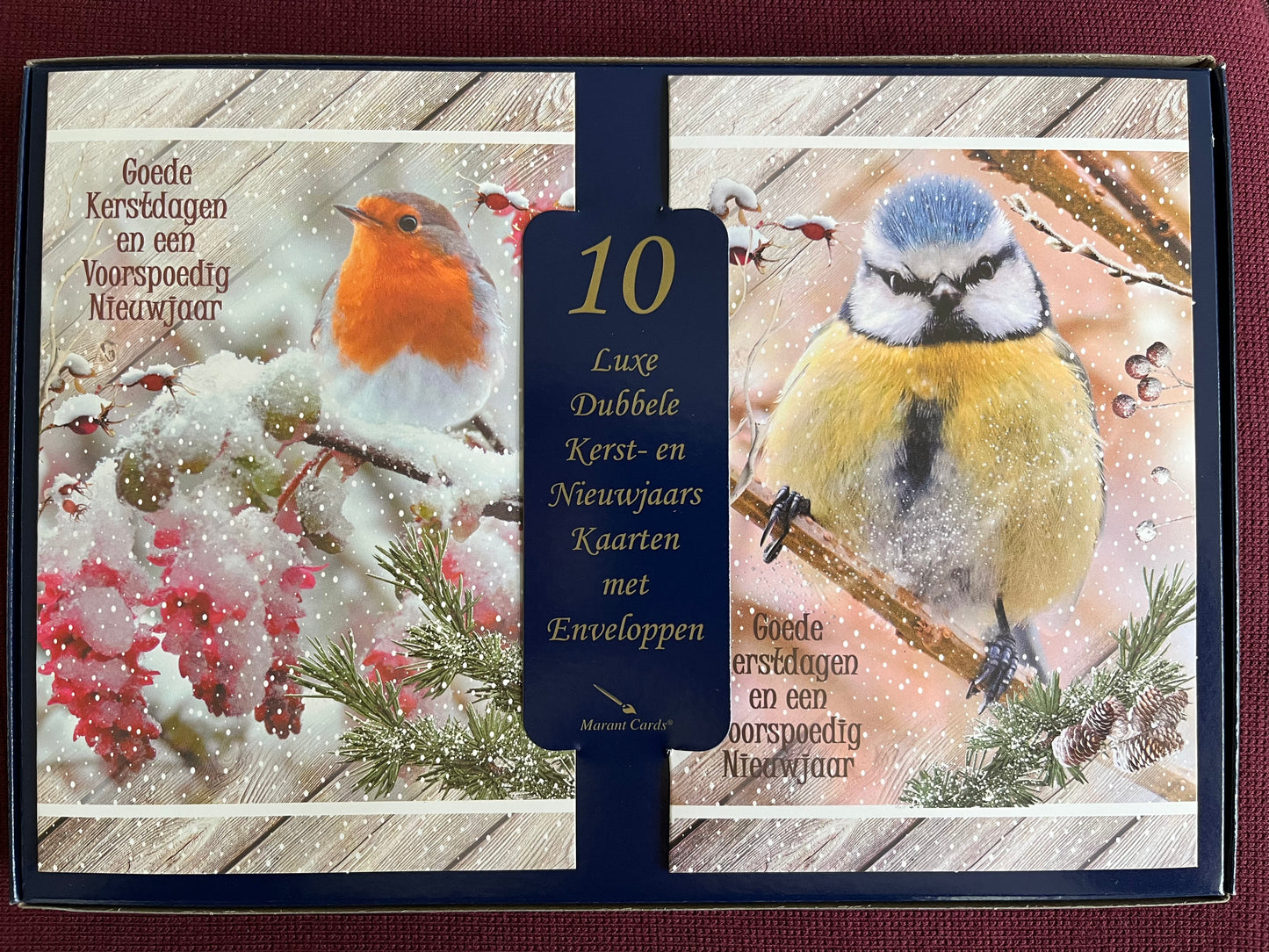 Kerstkaarten met vogels in de sneeuw (10 stuks)