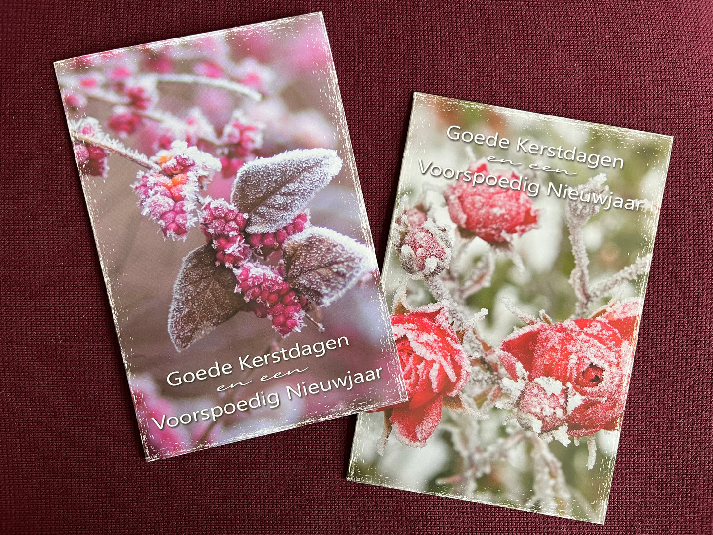 Kerstkaarten met bessen en bloemen (10 stuks)