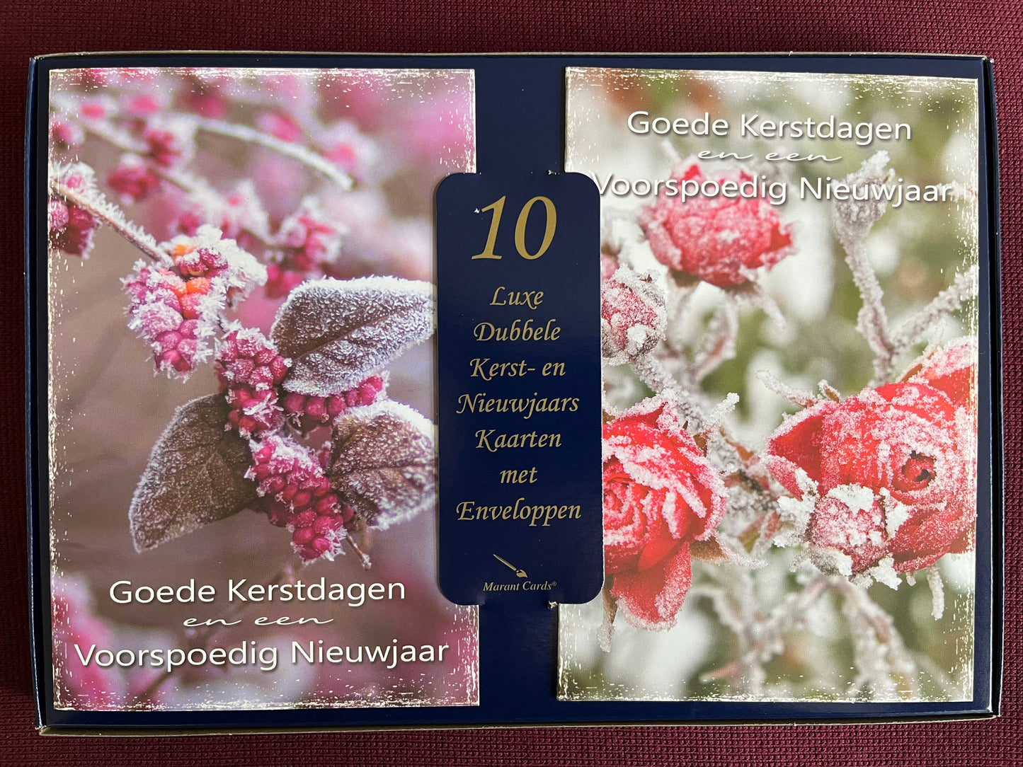 Kerstkaarten met bessen en bloemen (10 stuks)